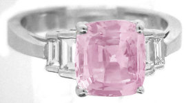 3.54 ctw Unheated Pink Sapphire and Diamond Ring in 14k white gold