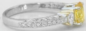 Vintage Platinum Yellow Sapphire and Diamond Wedding Ring