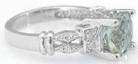 Unique Green Amethyst Rings in 14k in 14k white gold