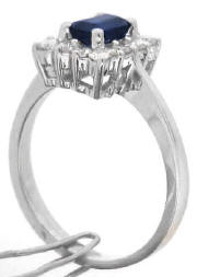 Princess Diana Blue Sapphire and Diamond Halo Ring