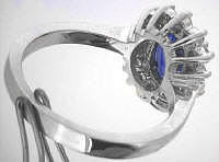 Oval Ceylon Blue Sapphire and Diamond Ring in 14k white gold