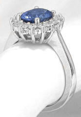 Princess Diana Styled Sapphire Engagement Ring in 14k white gold