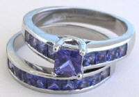 Shades of Princess Cut Purple Sapphire Ring in 14k white gold