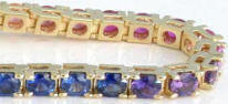 Fine Quality 4mm Rainbow Sapphire Bracelet in 14k