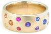 burnished rainbow sapphire ring in yellow gold