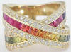 4.30 ctw Rainbow Sapphire Criss-Cross Ring in 14k yellow gold