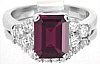 Emerald Cut Rhodolite Engagement Ring and Matching Wedding Band