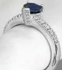 Heart Shape Sapphire and Diamond Ring in 14k white gold