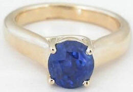 Oval Ceylon Blue Sapphire Solitaire Ring in 14k yellow gold
