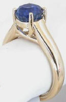 Oval Ceylon Sapphire Solitaire Rings in 14k yellow gold