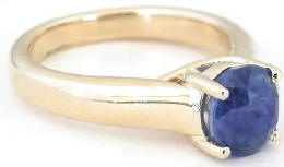 Oval Ceylon Blue Sapphire Solitaire Ring in 14k gold
