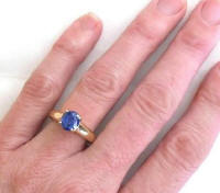 Natural Ceylon Blue Sapphire Solitaire Rings in 14k yellow gold
