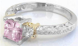 Platinum Pink Sapphire Diamond Engagement Alternative Ring