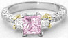 Platinum Princess Cut Light Pink Sapphire Rings
