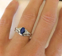 Classic Sapphire and Diamond Engagement Ring and Wedding Band