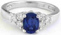 Classic Sapphire and Diamond Engagement Ring in 14k white gold