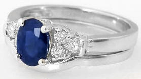 Oval Sapphire Round Diamond Engagement Ring in 14k