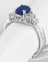 Classic Sapphire and Diamond Engagement Ring in 14k white gold