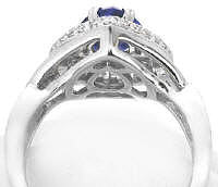 Ceylon Pear Sapphire and Diamond Rings in 14k white gold