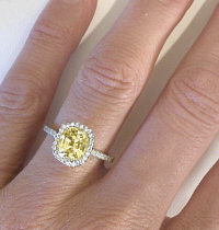 Hand View of Unheated Yellow Sapphire Engagement Ring
