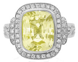 4.86 ctw Unheated Yellow Sapphire and Diamond Ring in 14k white gold