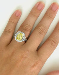 Outstanding Unheated Yellow Sapphire and Diamond Ring in 14k white gold