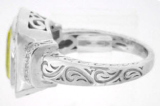 Custom Unheated Yellow Sapphire and Diamond Ring in 14k white gold