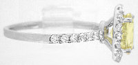 Natural Yellow Sapphire Diamond Halo Engagement Ring in 14k white gold