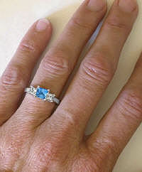 3-Stone Princess Cut Blue Topaz Ring