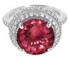 Large 8.53 ctw Round Pink Tourmaline and Diamond Ring in 18k white gold