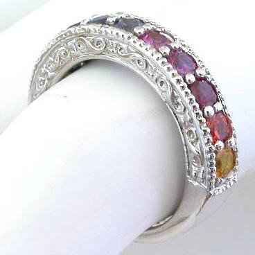 Rainbow Sapphire Ring with Round Sapphires from MyJewelrySource (GR-5427)