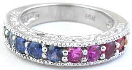 Round Rainbow Sapphire Rings