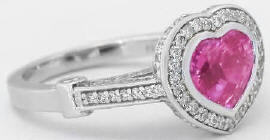 One of a Kind Heart Shape Pink Sapphire Diamond Rings