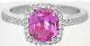 Bright Pink Sapphire and Diamond Ring in 14k white gold