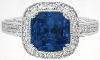 Vintage Cushion Cut Blue Sapphire and Diamond Ring in 14k white gold