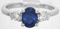 Sapphire and Diamond Past Present Future Engagement Ring 