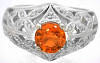 Ornate Round Orange Sapphire and Diamond Ring
