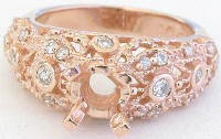 Antique Inspired Diamond Engagement Ring and Matching Band