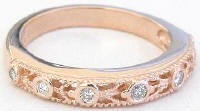 Antique Inspired Diamond Engagement Matching Band in gold