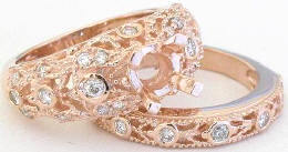 Vintage Beaded 0.58 ctw Diamond Engagement Ring in 14k Rose Gold