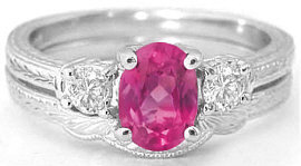 Rubellite and Diamond Engagement Rings