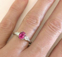 Ovall Rubellite and White Sapphire Ring