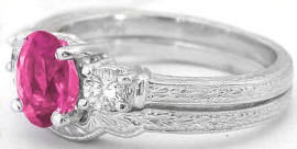 Vintage Rubellite Engagement Ring in White Gold