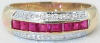 Channel Set Natural Ruby Band Ring in 14k yellow gold