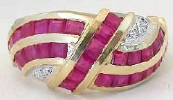 Natural Ruby Swirl Channel Set Ring in 14k yellow gold