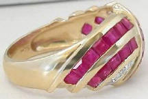 Ruby Channel Set Rings in 14k yellow gold