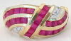 Natural Ruby Swirl Channel Set Ring in 14k yellow gold