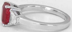 Burmese Ruby and Trapezoid Diamond Ring with GIA certificate