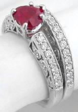 Heart Cut Ruby Engagement Ring with Diamonds