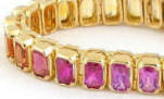 Scissor Cut Rainbow Sapphire Bracelet in 14k